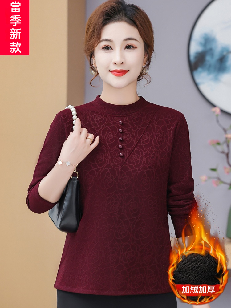 印花半高領長袖