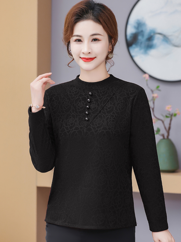 印花半高領長袖