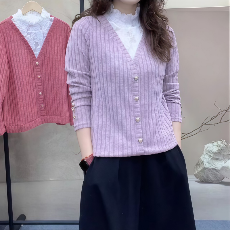 蕾絲拼接針織衫